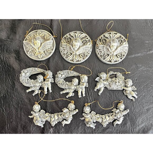 Vintage Cherub & Angel Christmas Ornaments W/ Hangers Set Of 8 Victorian Tree - Picture 1 of 12